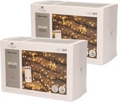 Set de 2 x Lumières de Noël avec télécommande 500 lumières d'extérieur blanc chaud - Éclairage de Noël pour l'intérieur et l'extérieur