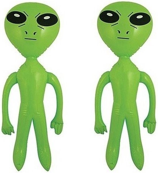 Rubies Opblaasbare groene alien poppetje - 2 stuks - 64 cm - Space decoratie