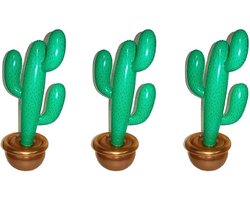 Pakket van 3x stuks mexicaanse Cactus plant opblaasbaar 90 cm - Tropische Hawaii feestartikelen/versiering Pakket van 3x stuks mexicaanse Cactus plant opblaasbaar 90 cm - Tropische Hawaii feestartikelen/versiering