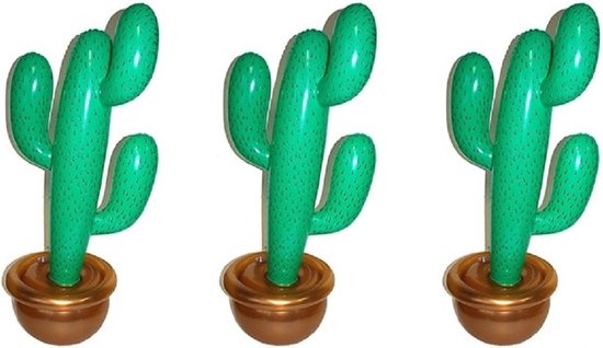 Pakket van 3x stuks mexicaanse Cactus plant opblaasbaar 90 cm - Tropische Hawaii feestartikelen/versiering