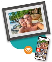 Digitale fotolijst met WiFi en Frameo App – Fotokader - 10 inch - Pora – HD+ -IPS Display – Wit/Bruin - Micro SD - Touchscreen