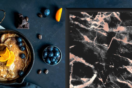 KitchenYeah® Protection induction 78x52 cm - Or rose - Imprimé marbre - Motifs - Zwart - Accessoires de plaque de cuisson - Plaque de recouvrement pour table de cuisson - Protection induction - Tapis induction - Tapis plaque induction