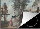 KitchenYeah® Inductie beschermer 70x52 cm - De bruiloft van Kloris en Roosje - Schilderij van Cornelis Troost - Kookplaataccessoires - Afdekplaat voor kookplaat - Inductiebeschermer - Inductiemat - Inductieplaat mat