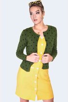 Voodoo Vixen - Polka dot Cardigan - L - Olijfgroen