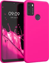 kwmobile telefoonhoesje geschikt voor Motorola Moto G50 - Hoesje met siliconen coating - Smartphone case in neon roze