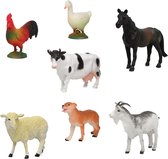 7x Plastic boerderij dieren speelgoed figuren 9 cm voor kinderen - Speelgoeddieren - Speelgoedfiguren - Dieren speelset boerderijdieren