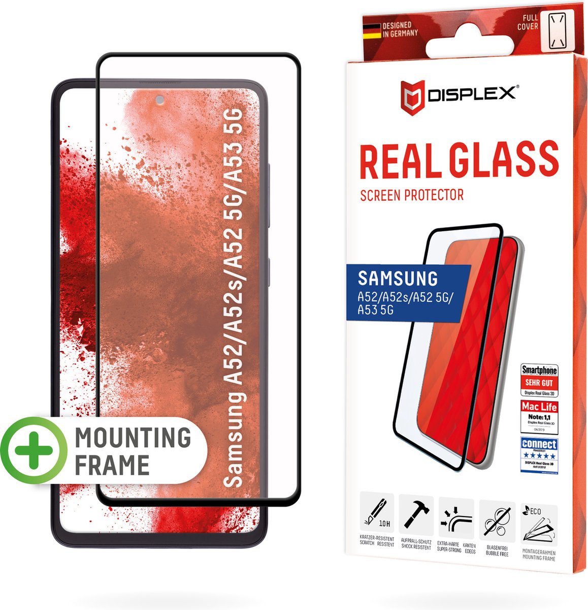 Displex Screenprotector Real Glass Full Cover geschikt voor Samsung Galaxy A52(s) (5G/4G) / A53