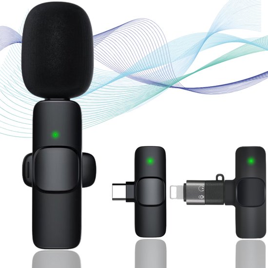AdroitGoods Draadloze Microfoon Set - Dasspeld Microfoon - Lavalier Microfoon...
