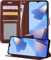 Hoesje Geschikt voor OPPO A16s Hoesje Book Case Hoes Portemonnee Cover Walletcase - Hoes Geschikt voor OPPO A16s Hoes Bookcase Hoesje - Bruin.