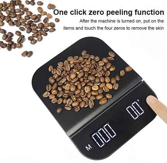 Imtex Koffie Weegschaal - Huishoudelijke keukenweegschaal - Usb Rechargeable / met 3 x AAA Batterij  - Led Hidden Screen - Elektronische weegschaal met hoge temperatuurbestendige timing - 0.1g tot 5 kg - Zwart