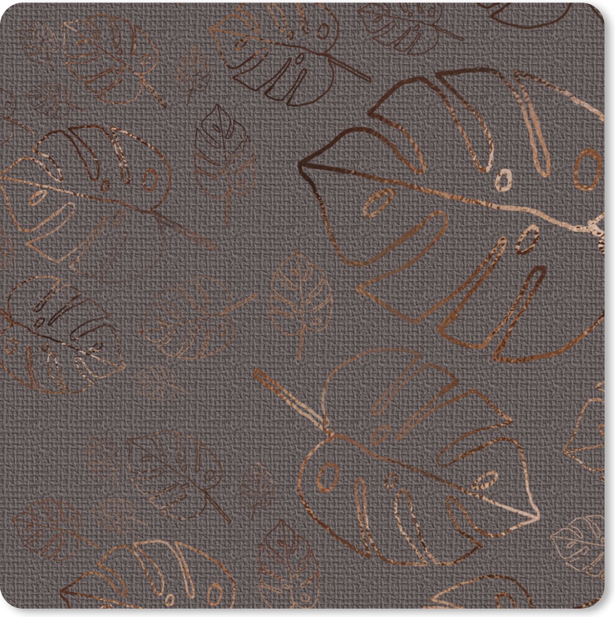 Muismat XXL - Bureau onderlegger - Bureau mat - Patronen - Luxe - Blad - Grijs - 80x80 cm - XXL muismat