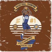 Muismat XXL - Bureau onderlegger - Bureau mat - Mancave - Basketbal - Vintage - Rood - 60x60 cm - XXL muismat - Vaderdag cadeau - Geschenk - Cadeautje voor hem - Tip - Mannen