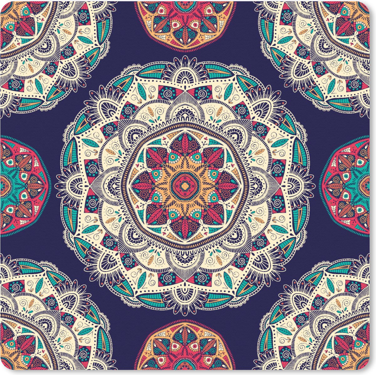 Muismat XXL 60x60 cm - Bureau onderlegger - Bureau mat Bohemian - Mandala - Patronen - Bureaumat - Gaming mousepad xl - Bureaulegger groot - Computer deskmat
