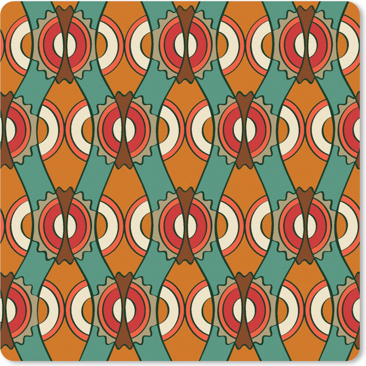 Muismat XXL 60x60 cm - Bureau onderlegger - Bureau mat Design - Retro - Oranje - Abstract - Bureaumat - Gaming mousepad xl - Bureaulegger groot - Computer deskmat