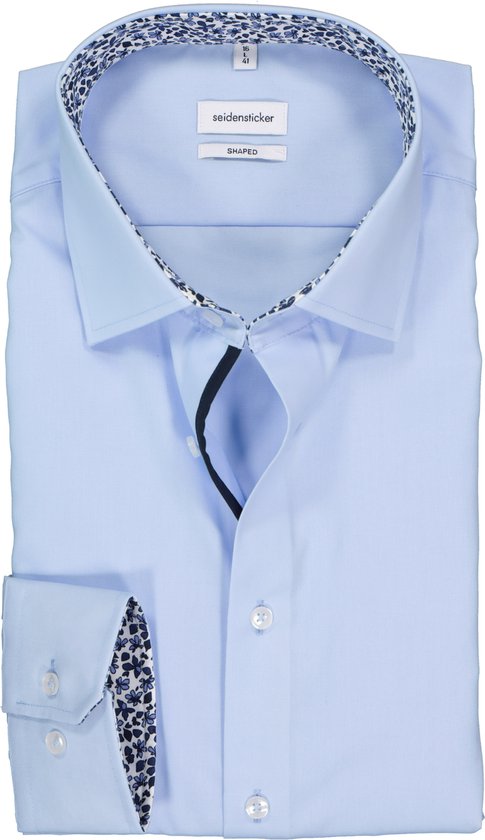 Seidensticker shaped fit overhemd - lichtblauw (contrast) - Strijkvrij - Boordmaat: 41