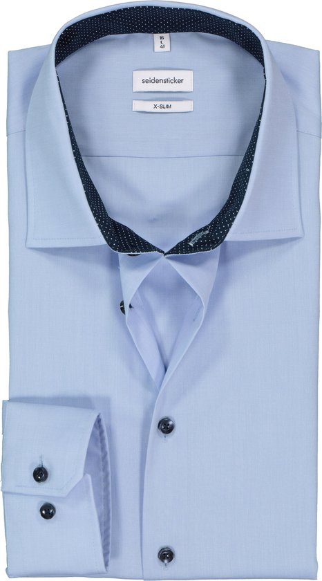 Seidensticker x-slim fit overhemd - lichtblauw (contrast) - Strijkvrij - Boordmaat: 38