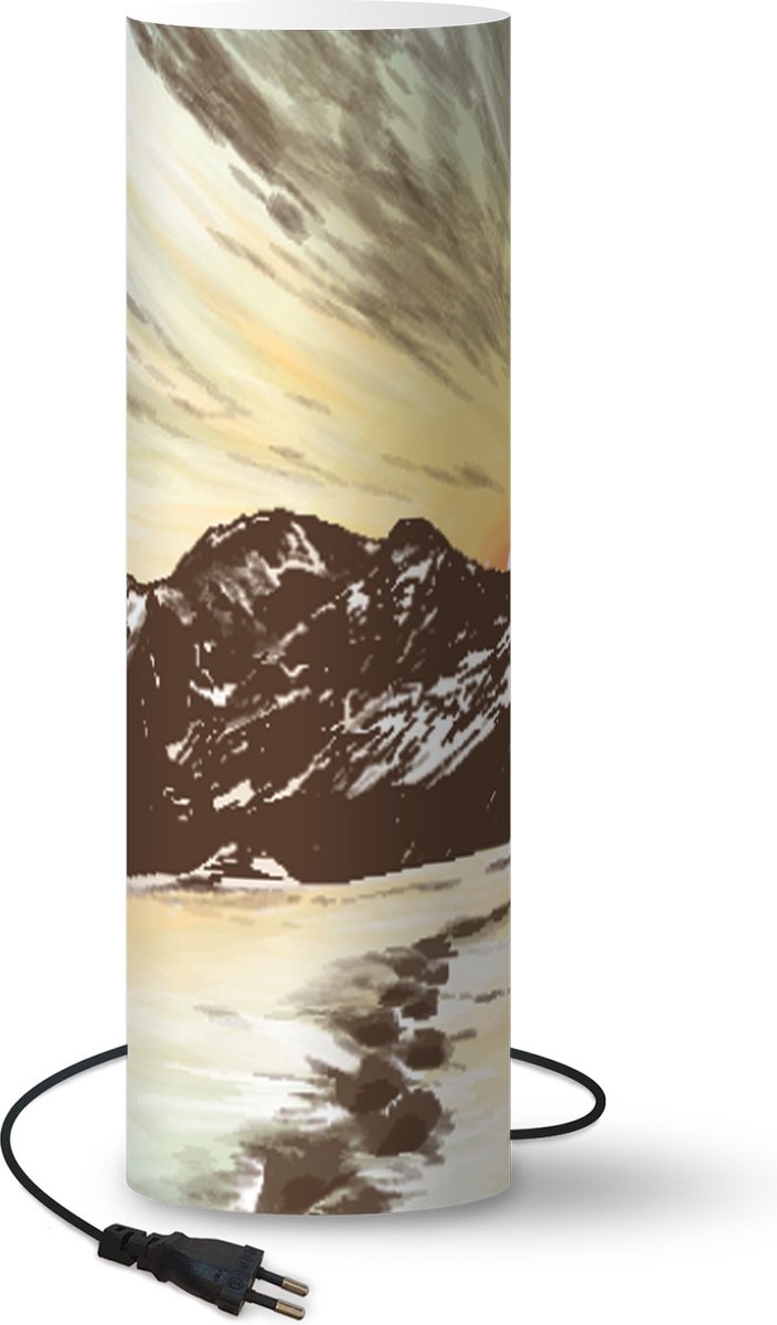 Lamp - Nachtlampje - Tafellamp slaapkamer - Zee - Berg - Zon - 60 cm hoog - Ø19.1 cm - Inclusief LED lamp