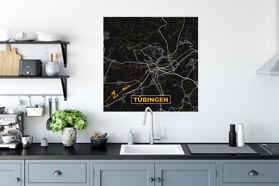 Stickers muraux - Or - Allemagne - Carte - Or - Plan de la ville - Carte - Tübingen - 80x80 cm - Feuille adhésive