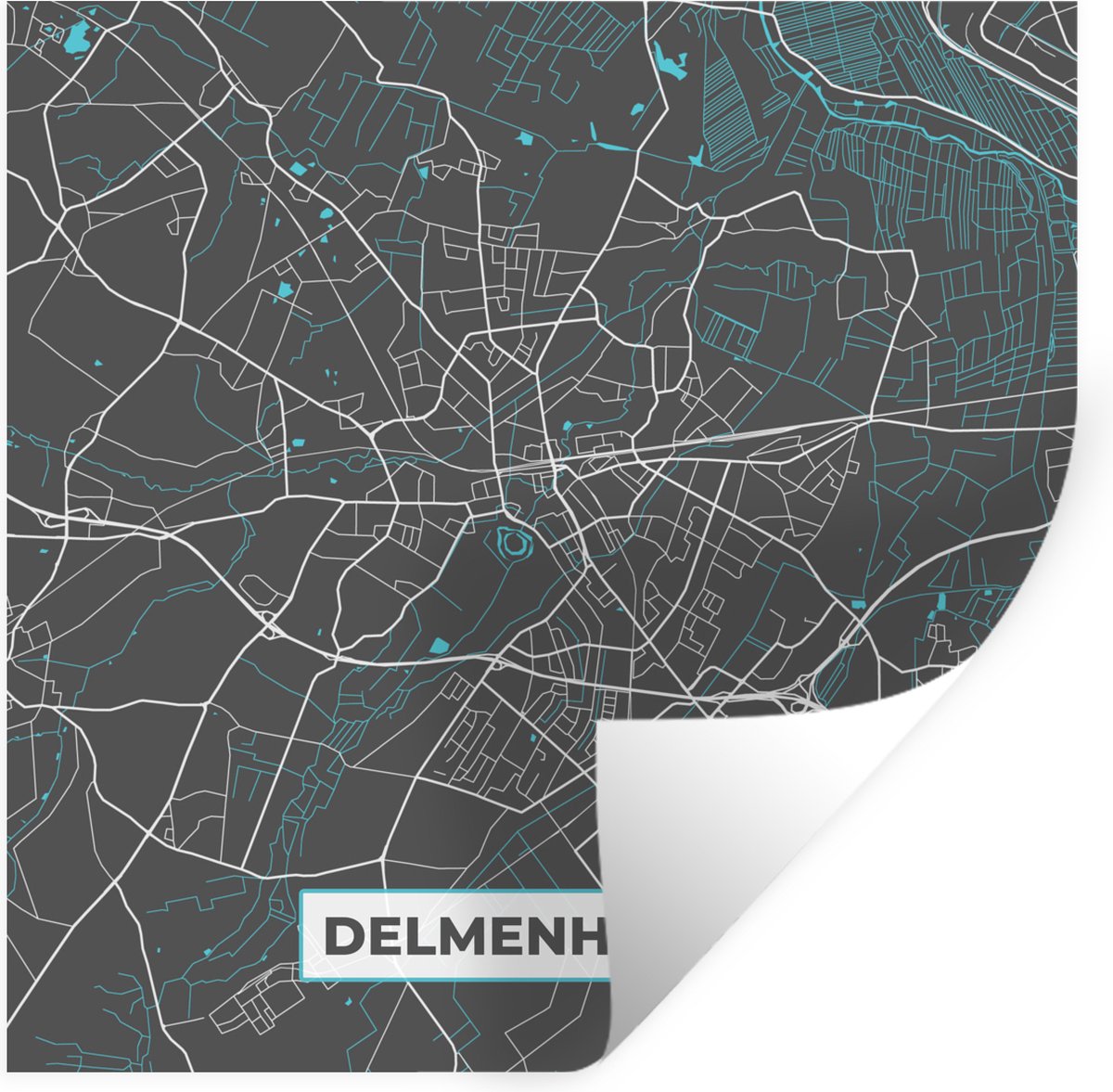 Muurstickers Kaart Plattegrond Stadskaart Delmenhorst Duitsland Blauw Bol Com