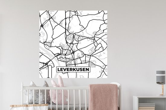 Stickers muraux - Film autocollant - Leverkusen - Plan de la ville - Carte - Carte - 100x100 cm - Film adhésif - Stickers muraux Chambre d'enfant - Papier peint autocollant XXL - Papier peint autocollant - Film autocollant