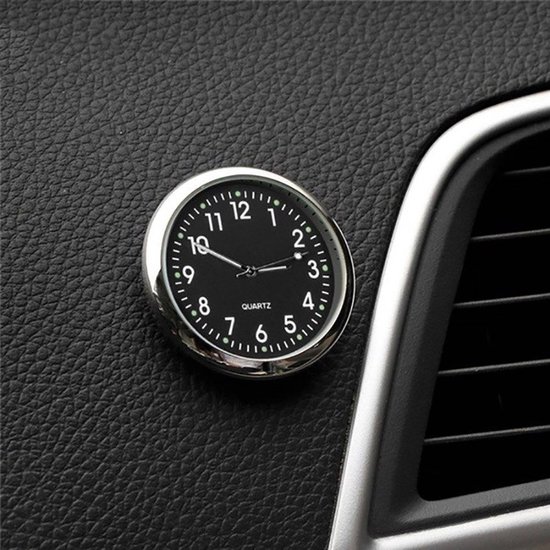 Analoog Mini Dashboard Auto Klokje Zelfklevend Zwart Chrome