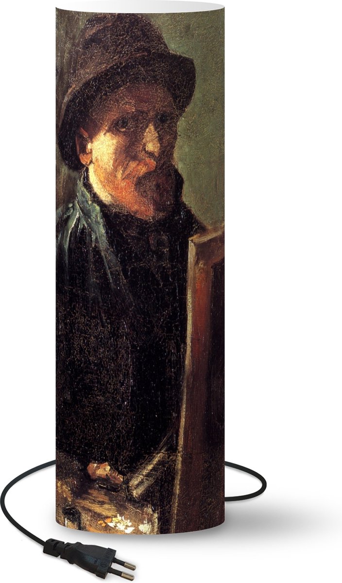 Lamp - Nachtlampje - Tafellamp slaapkamer - Zelfportret als schilder - Vincent van Gogh - 50 cm hoog - Ø15.9 cm - Inclusief LED lamp