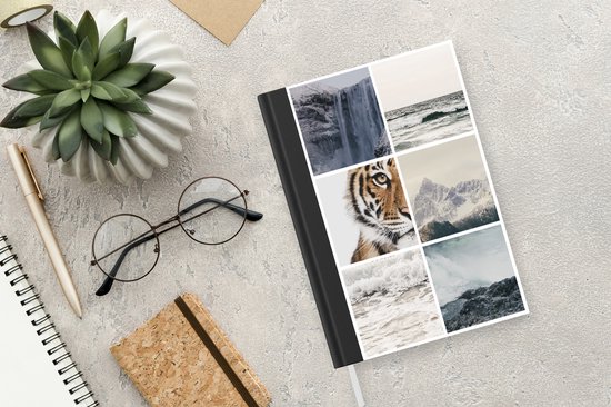 Carnet - Cahier - Tigre - Collage - Cascade - Mer - Carnet - Format A5 - Bloc-notes