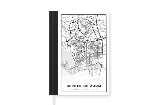 Notitieboek - Schrijfboek - Kaart - Bergen op Zoom - Zwart - Wit - Notitieboekje klein - A5 formaat - Schrijfblok