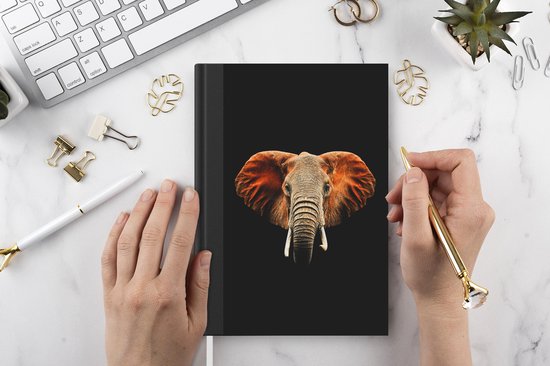 Carnet - Carnet d'écriture - Éléphant - Zwart - Gobelet - Carnet - Format A5 - Bloc-notes