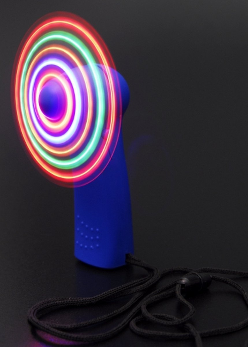 3x stuks handwaaier gekleurd met LED 11 cm - Lichtgevende neon feestlichtjes feestartikelen - Op batterijen