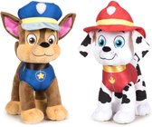 Paw Patrol knuffels setje van 2x karakters Chase en Marshall 27 cm - Kinder speelgoed hondjes cadeau