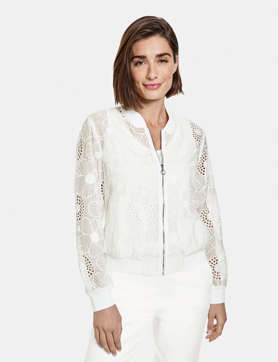 GERRY WEBER Dames Bomberjack met opengewerkt borduursel