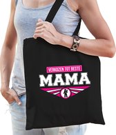 Verkozen tot beste mama katoenen tas zwart voor dames - verjaardag / Moederdag - kado shopper