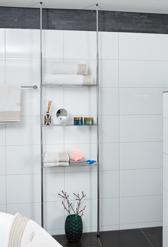 Support de douche télescopique réglable avec 3 étagères