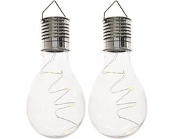 2x Buiten/tuin LED lampbolletjes/peertjes solar verlichting 14 cm - Tuinverlichting - Tuinlampen - Solarlampen op zonne-energie 2x Buiten/tuin LED lampbolletjes/peertjes solar verlichting 14 cm - Tuinverlichting - Tuinlampen - Solarlampen op zonne-energie