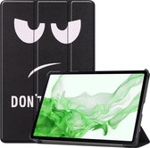 Hoesje Geschikt voor Samsung Galaxy Tab S8 Hoes Case Tablet Hoesje Tri-fold - Hoes Geschikt voor Samsung Tab S8 Hoesje Hard Cover Bookcase Hoes - Don't Touch Me.