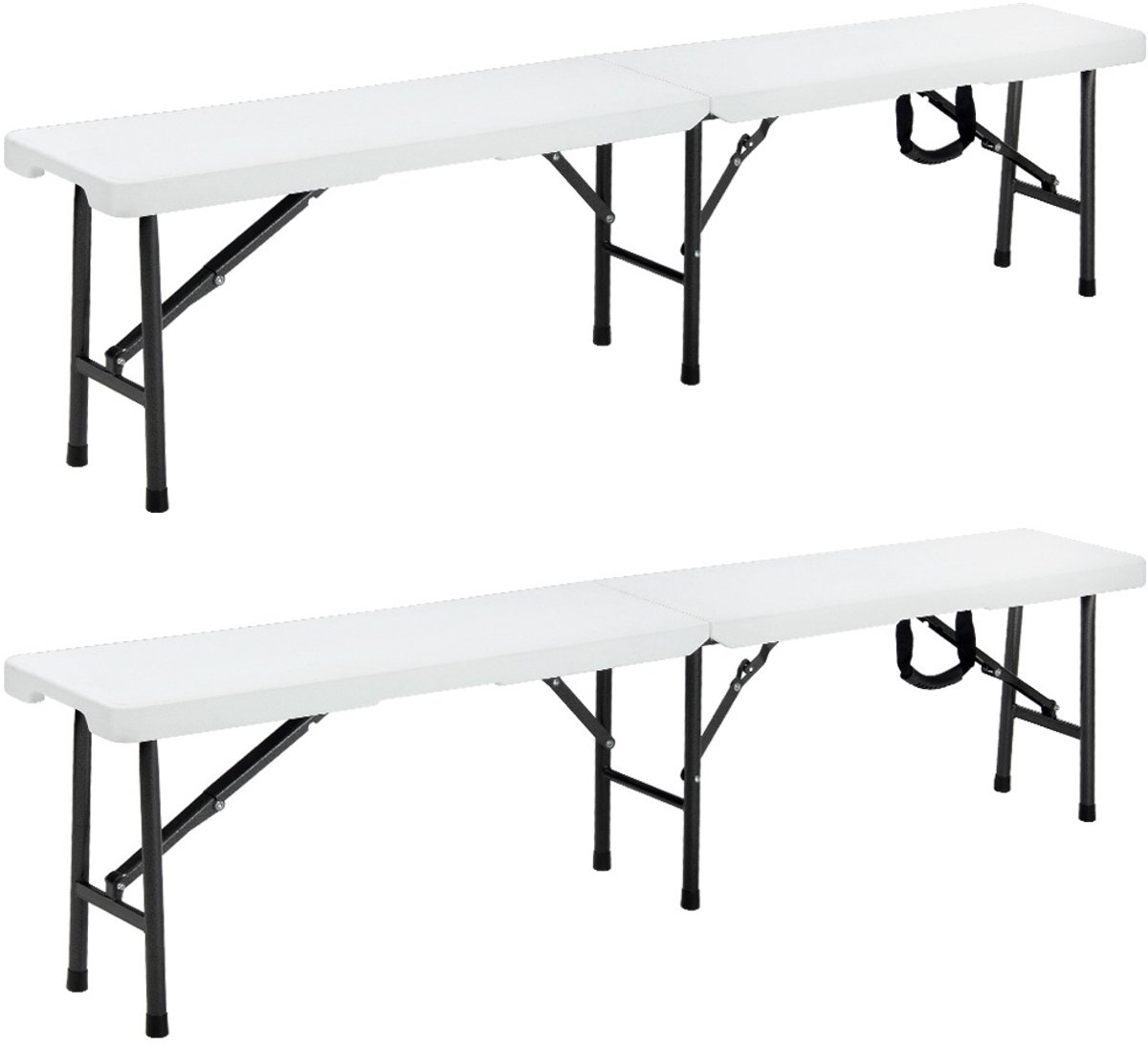 Casaria Tuinbank Inklapbaar - Set van 2 183x28x44cm Klapbaar - Wit