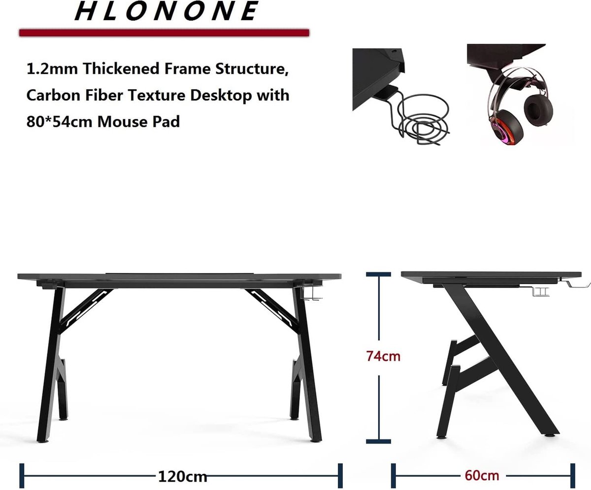 HLONONE Escritorio Elevable Eléctrico LED 160 x 60 cm, Mesa Regulable Altura, Superficie de