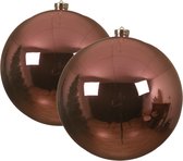 2x stuks kunststof kerstballen lippenstift roze - 14 cm - glans - Onbreekbare plastic kerstballen