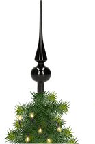Glazen kerstboom piek/topper zwart mat 26 cm - Pieken/kerstpieken