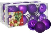 16x stuks kerstballen paars mix van mat/glans/glitter kunststof diameter 3 cm - Kerstboom versiering