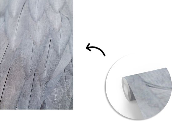 Papier peint Papier peint photo en vinyle - Structure de plumes blanches largeur 160 cm x hauteur 240 cm - Tirage photo sur papier peint (disponible en 7 tailles)