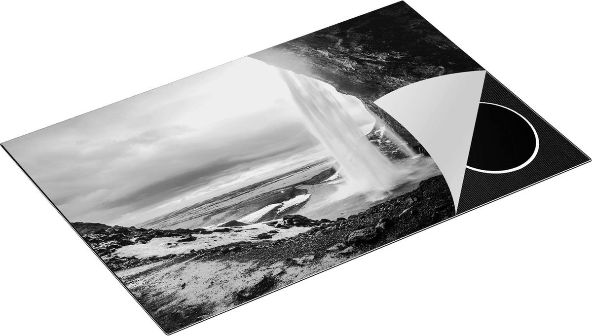 Chefcare Inductie Beschermer Waterval van een Klif bij Zonsondergang - Zwart Wit - 78x52 cm - Afdekplaat Inductie - Kookplaat Beschermer - Inductie Mat