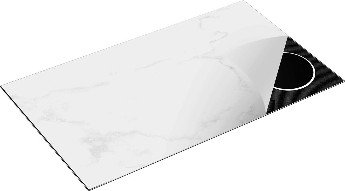 Chefcare Inductie Beschermer Abstracte Kunst - Roze Patroon Marmer - Zwart Wit - 90x52 cm - Afdekplaat Inductie - Kookplaat Beschermer - Inductie Mat