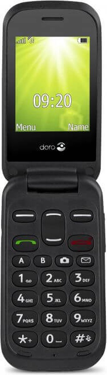 Doro 2404, Clapet, SIM unique, 0,3 MP, Bluetooth, 1000 mAh, Noir