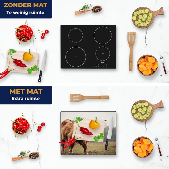 Chefcare Inductie Beschermer Schotse Hooglander met Hoorns - 65x55 cm - Afdekplaat Inductie - Kookplaat Beschermer - Inductie Mat