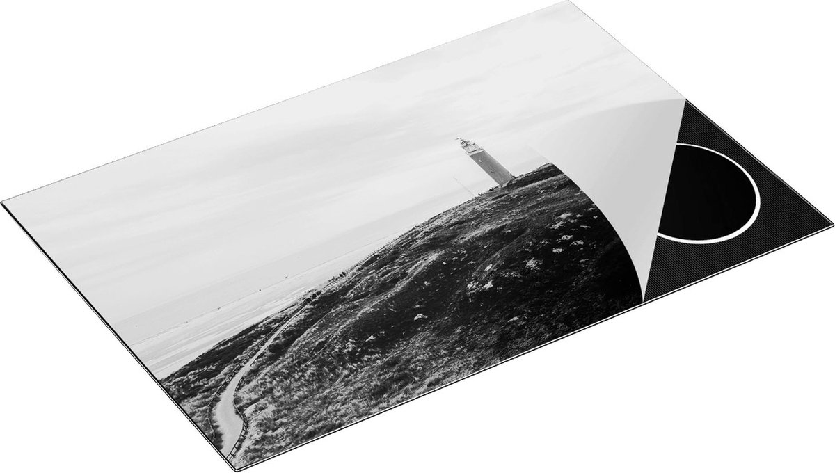 Chefcare Inductie Beschermer Vuurtoren Texel - Zwart Wit - 80x52 cm - Afdekplaat Inductie - Kookplaat Beschermer - Inductie Mat