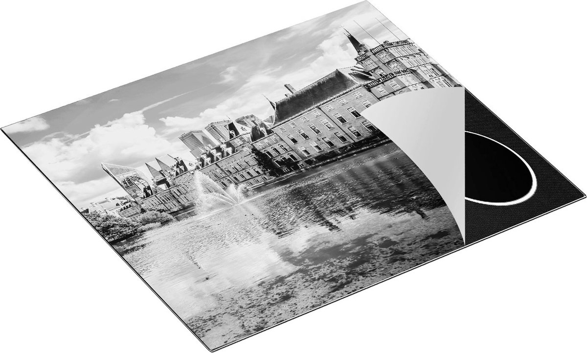 Chefcare Inductie Beschermer Binnenhof met het Hofvijver in Den Haag - Zwart Wit - 59x52 cm - Afdekplaat Inductie - Kookplaat Beschermer - Inductie Mat