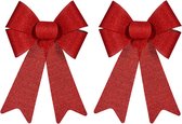 2 x Décorations de sapin de Noël gros nœuds d'ornement / nœuds points rouges 22 x 38 cm - Avec suspension