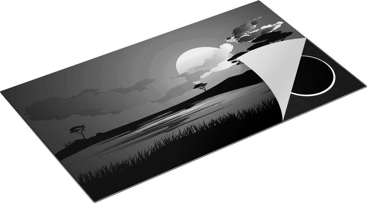 Chefcare Inductie Beschermer Rode Zonsondergang in de Savanne - Abstract - Zwart Wit - 90x52 cm - Afdekplaat Inductie - Kookplaat Beschermer - Inductie Mat